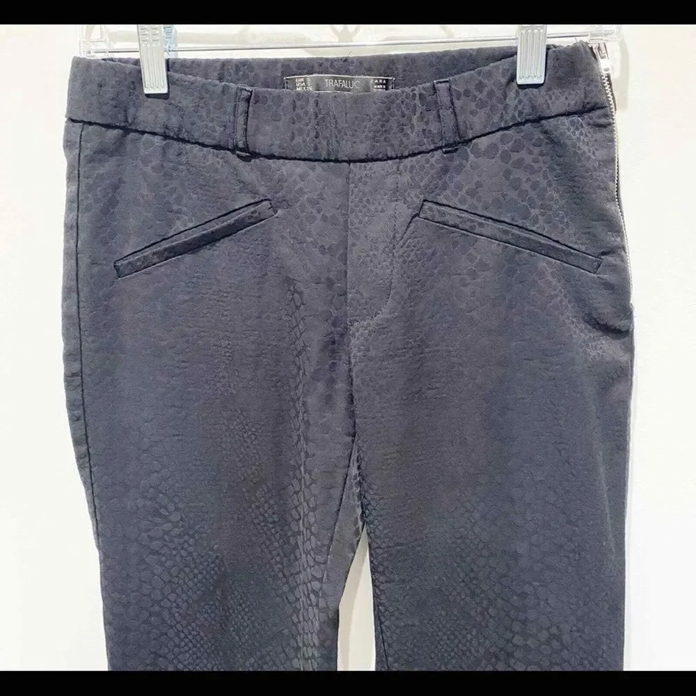 ZARA TRAFALUC womens black‎ skinny pants Sz Sm Snake Print Grunge Dark Feminine - Picture 2 of 6